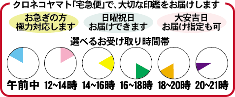 到着時間帯は以下のいずれかが選べます　「午前中」「12～14時」「14～16時」「16～18時」「18～20時」「20～21時」 